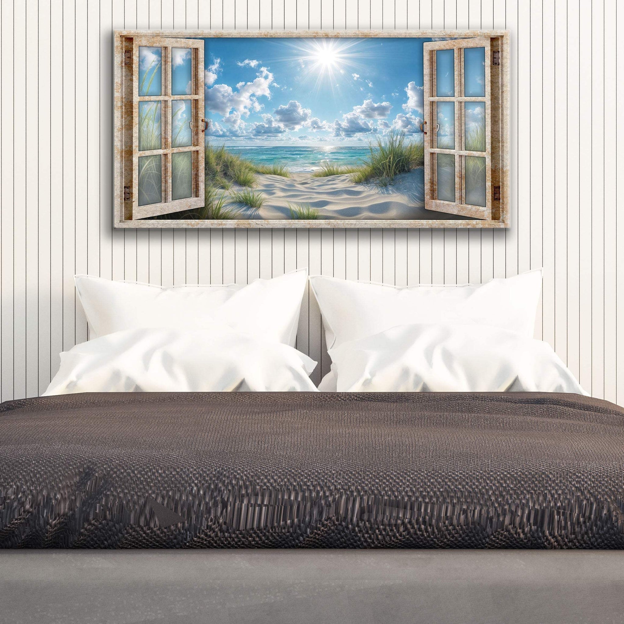Morning Beach Window Scenery Wall Art - Tailored Canvases - Flyclothing LLC