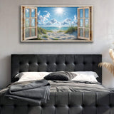 Morning Beach Window Scenery Wall Art - Tailored Canvases - Flyclothing LLC