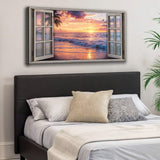 Sunset Beach Window Scenery Wall Art - Tailored Canvases - Flyclothing LLC