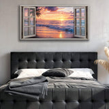 Sunset Beach Window Scenery Wall Art - Tailored Canvases - Flyclothing LLC