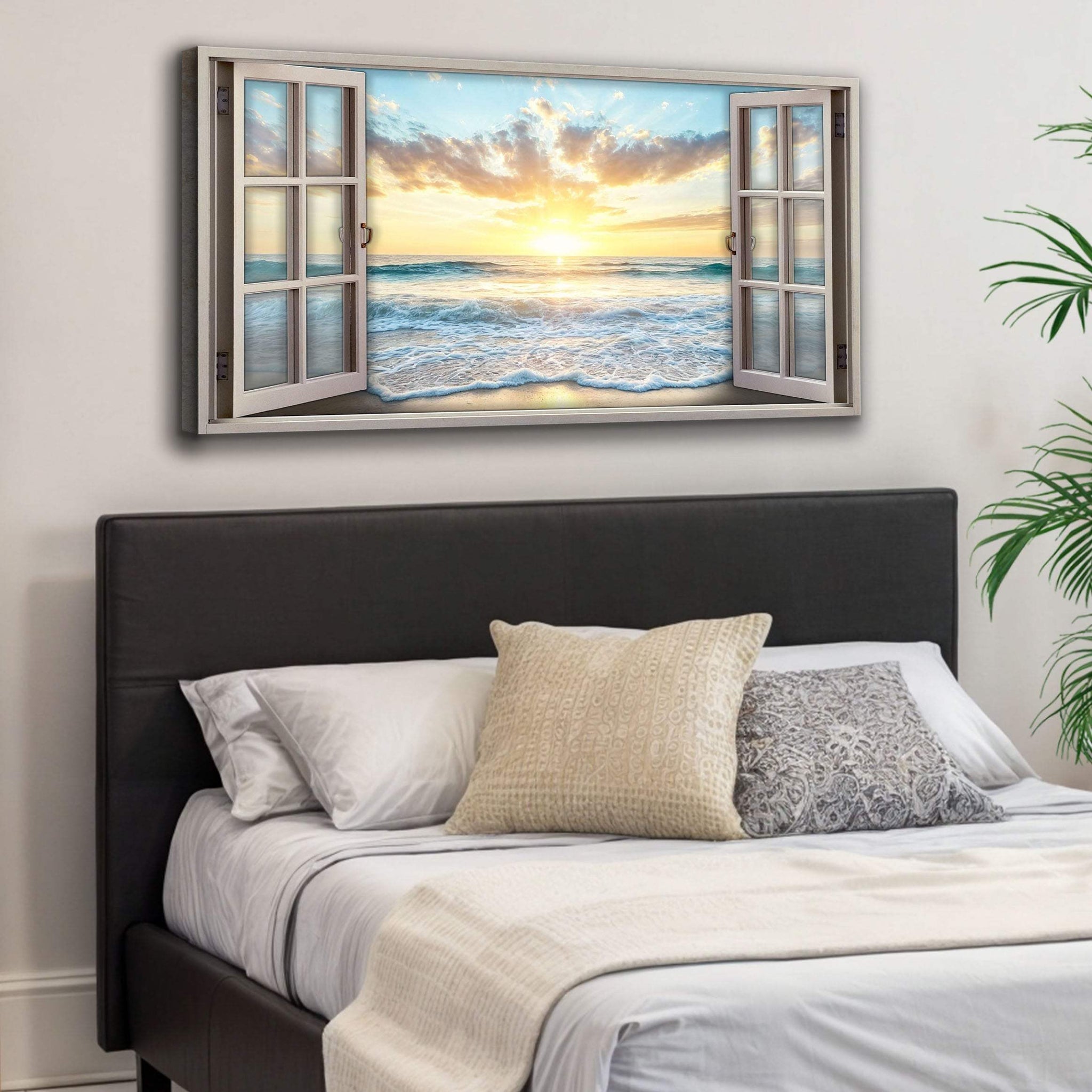 Sunrise Beach Window Scenery Wall Art - Tailored Canvases - Flyclothing LLC