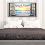 Sunrise Beach Window Scenery Wall Art - Tailored Canvases - Flyclothing LLC