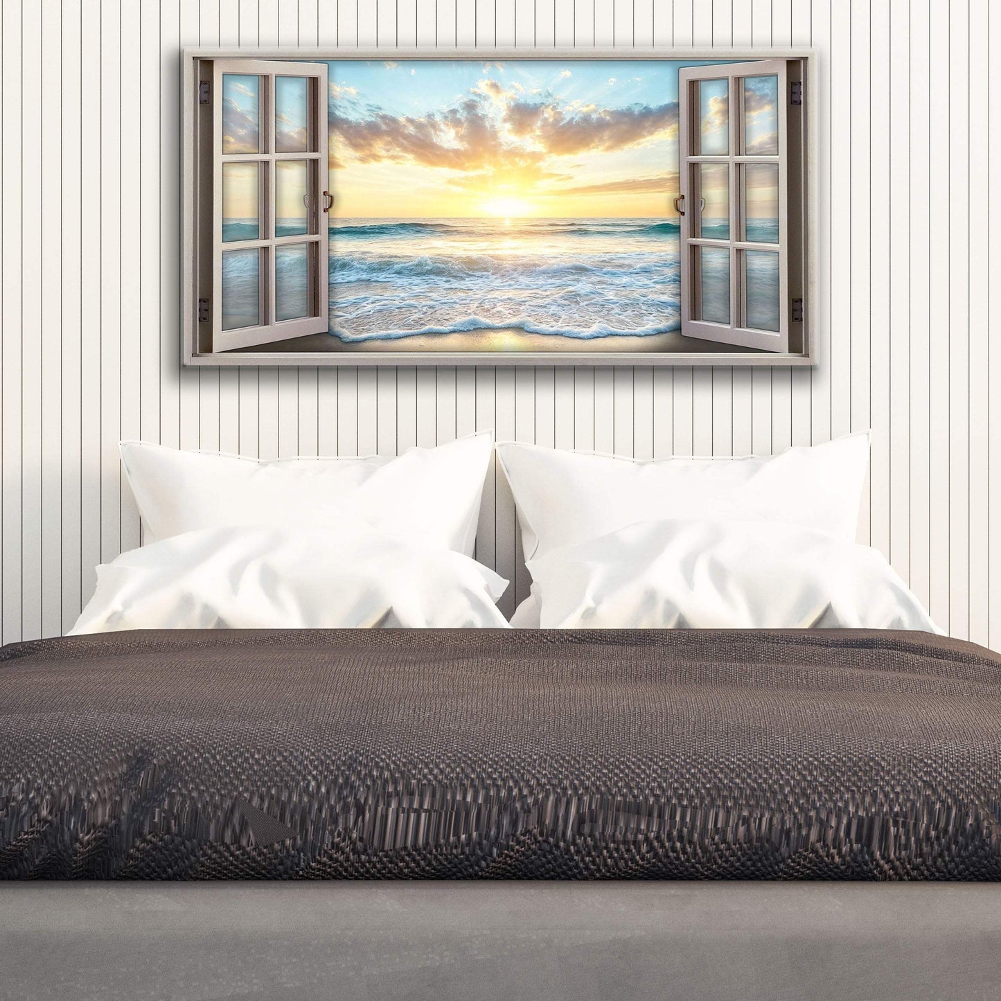 Sunrise Beach Window Scenery Wall Art - Tailored Canvases - Flyclothing LLC