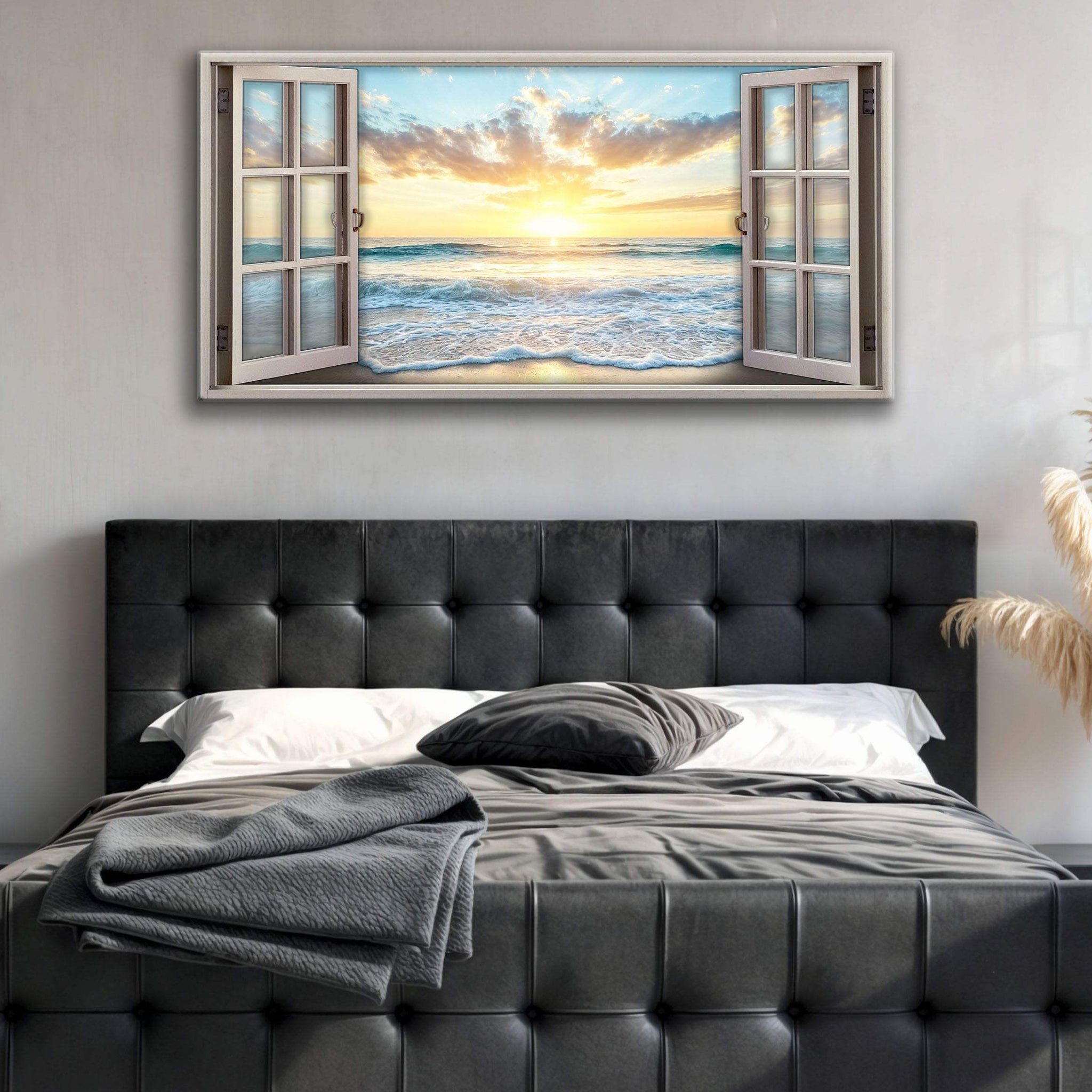 Sunrise Beach Window Scenery Wall Art - Tailored Canvases - Flyclothing LLC
