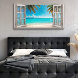Coconut Palm Beach Window Scenery Wall Art - Tailored Canvases - Flyclothing LLC