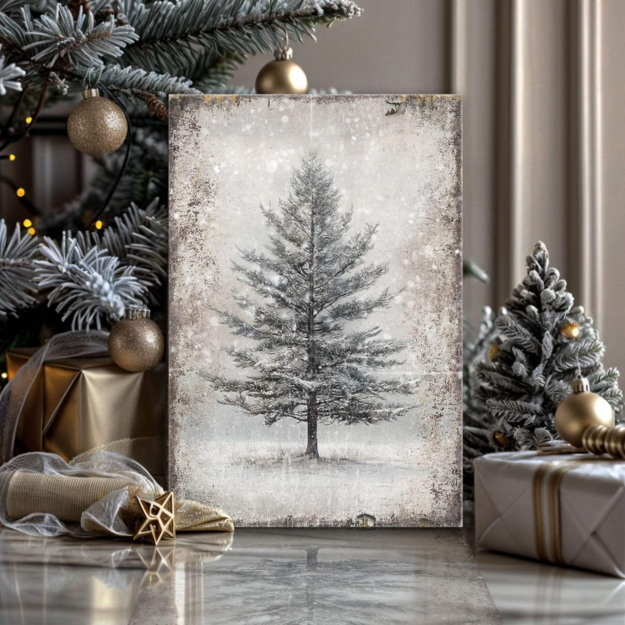 Vintage Christmas Tree Wall Art VII - Tailored Canvases - Flyclothing LLC