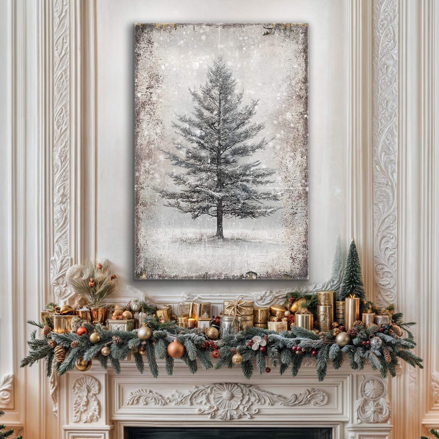 Vintage Christmas Tree Wall Art X - Tailored Canvases - Flyclothing LLC