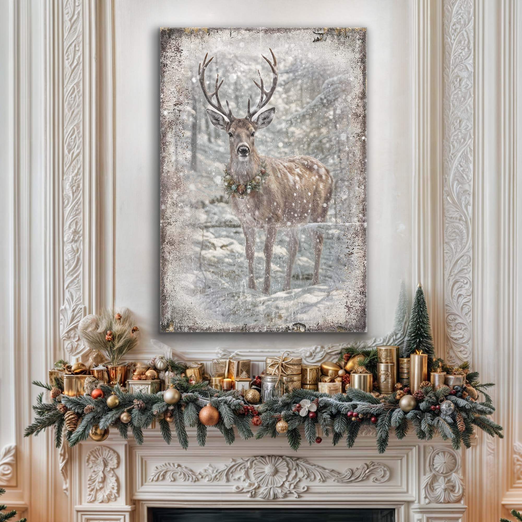 Vintage Winter Deer Christmas Wall Art III - Tailored Canvases - Flyclothing LLC