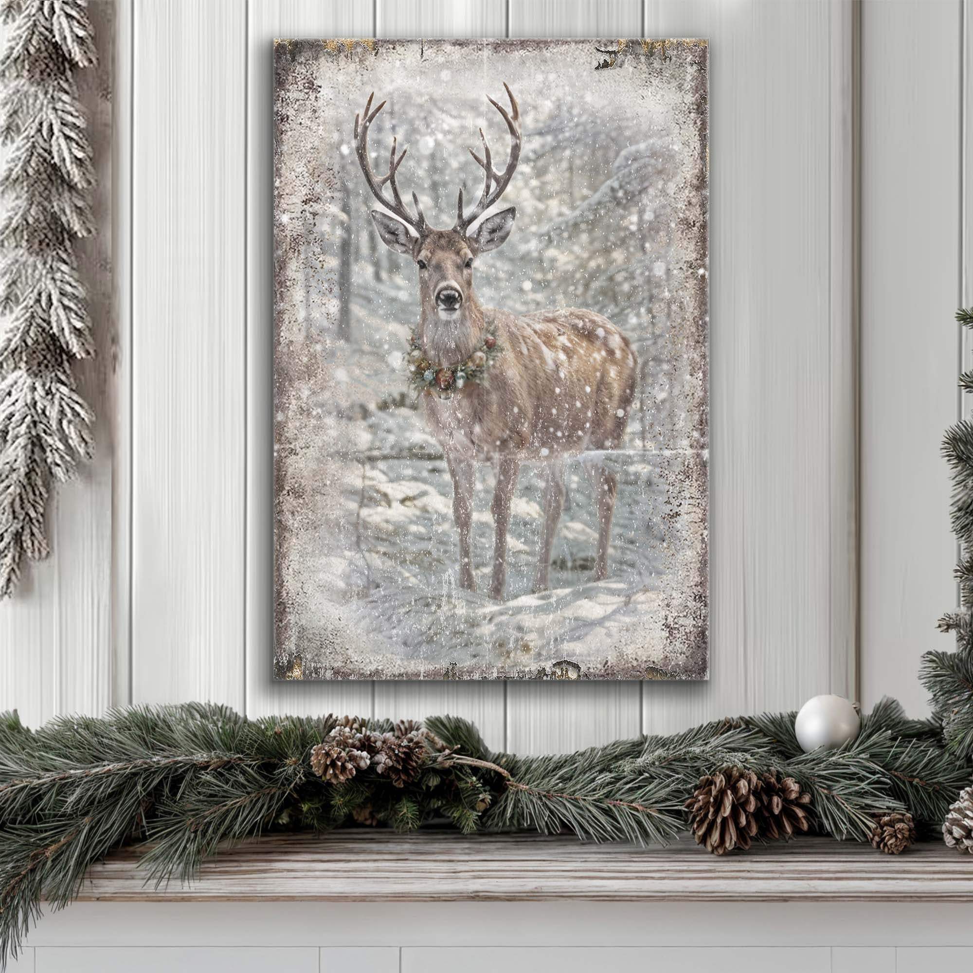Vintage Winter Deer Christmas Wall Art III - Tailored Canvases - Flyclothing LLC