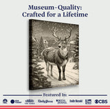 Vintage Winter Deer Christmas Wall Art II - Tailored Canvases - Flyclothing LLC