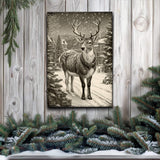 Vintage Winter Deer Christmas Wall Art II - Tailored Canvases - Flyclothing LLC