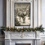 Vintage Winter Deer Christmas Wall Art II - Tailored Canvases - Flyclothing LLC
