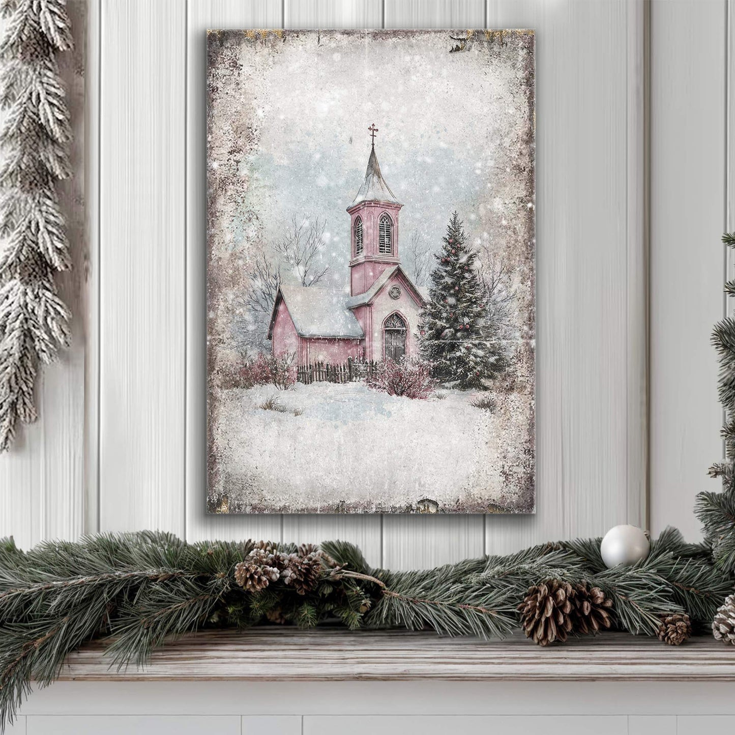 Vintage Church Christmas Wall Art - Tailored Canvases - Flyclothing LLC