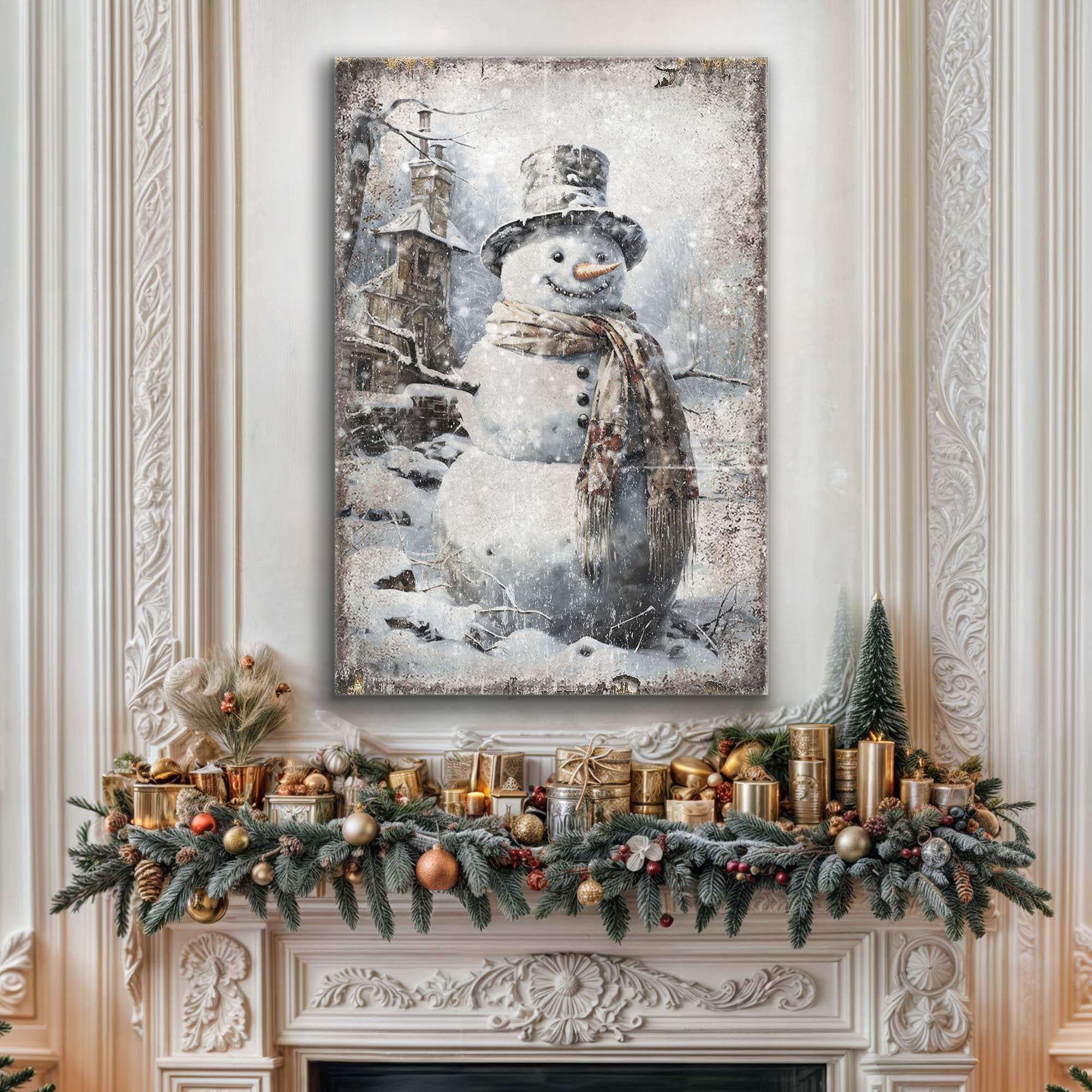 Vintage Snowman Christmas Wall Art II - Tailored Canvases - Flyclothing LLC