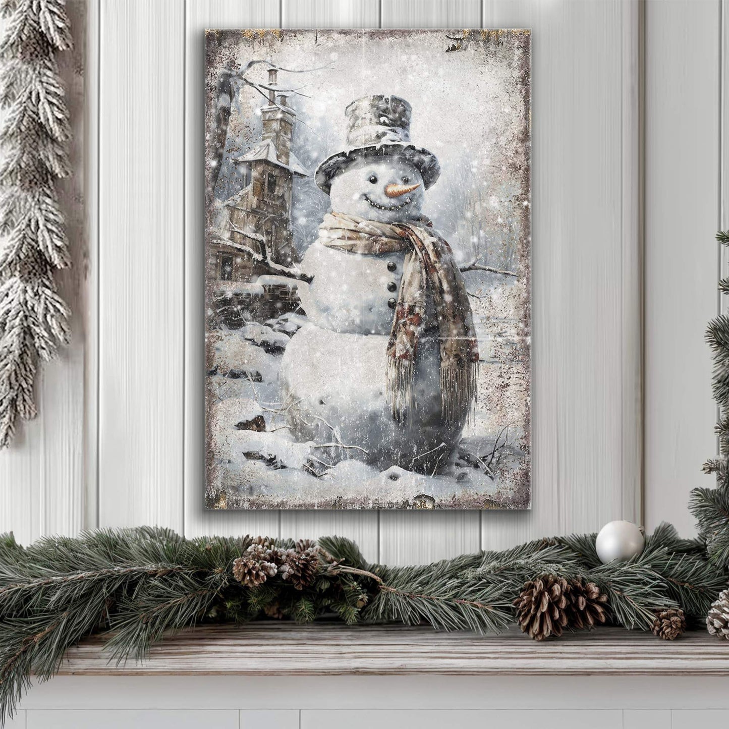 Vintage Snowman Christmas Wall Art II - Tailored Canvases - Flyclothing LLC