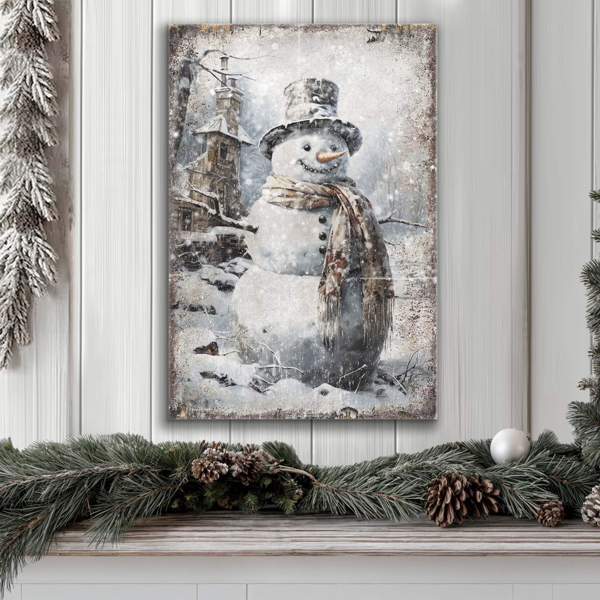 Vintage Snowman Christmas Wall Art II - Tailored Canvases - Flyclothing LLC