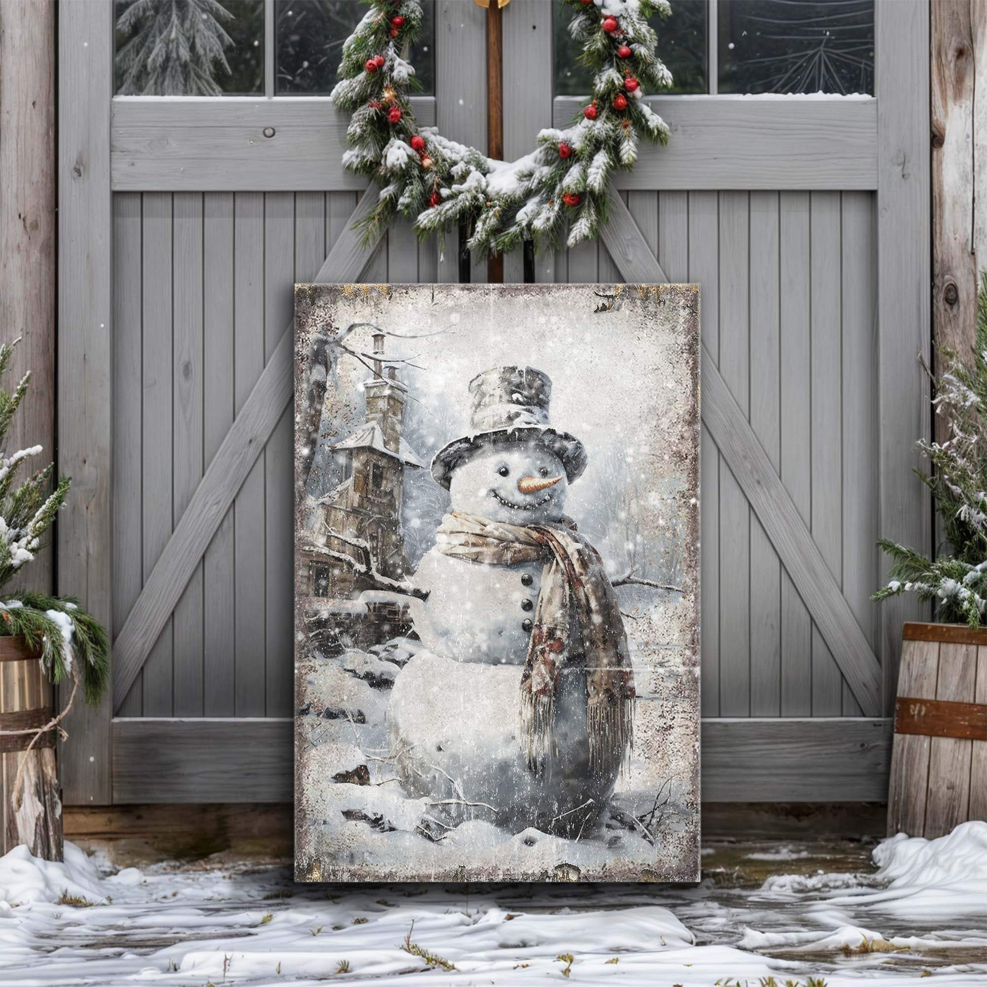 Vintage Snowman Christmas Wall Art II - Tailored Canvases - Flyclothing LLC