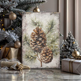 Vintage Winter Pine Cone Christmas Wall Art II - Tailored Canvases - Flyclothing LLC