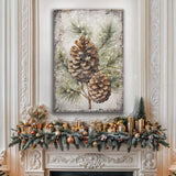 Vintage Winter Pine Cone Christmas Wall Art II - Tailored Canvases - Flyclothing LLC