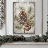 Vintage Winter Pine Cone Christmas Wall Art II - Tailored Canvases - Flyclothing LLC