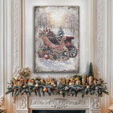 Vintage Christmas Sleigh Sled Wall Art - Tailored Canvases - Flyclothing LLC