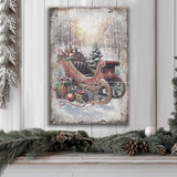 Vintage Christmas Sleigh Sled Wall Art - Tailored Canvases - Flyclothing LLC