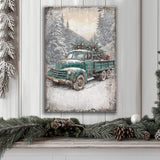 Vintage Truck With Christmas Tree Wall Art - Tailored Canvases - Flyclothing LLC