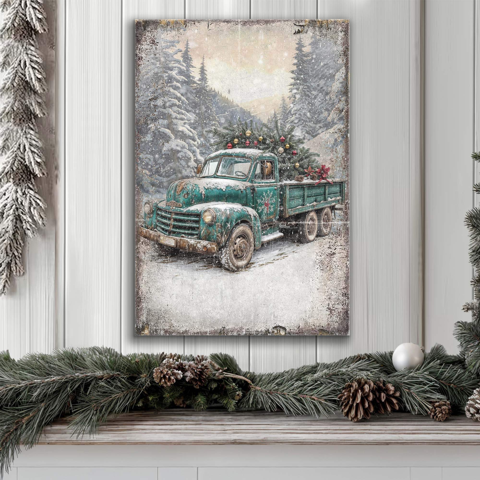 Vintage Truck With Christmas Tree Wall Art - Tailored Canvases - Flyclothing LLC