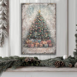 Vintage Christmas Tree With Gifts Wall Art - Tailored Canvases - Flyclothing LLC
