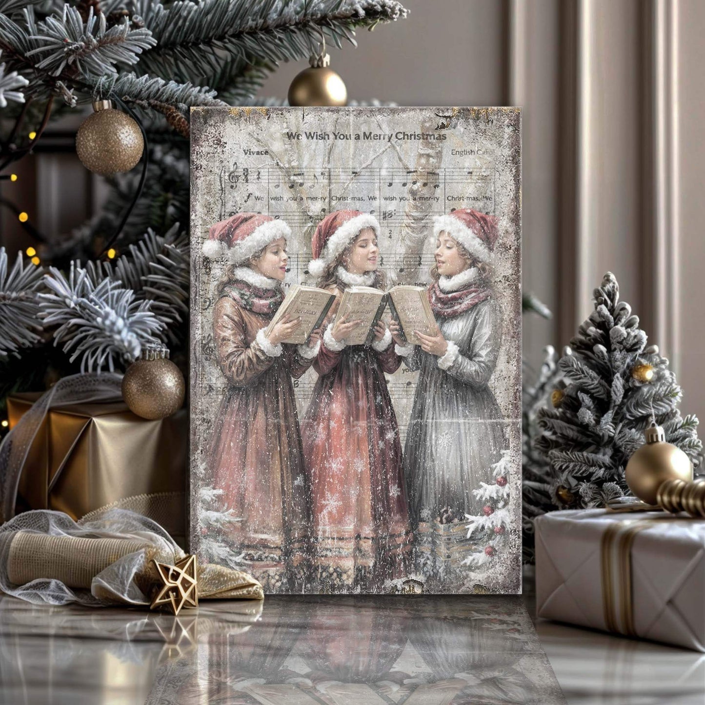 Vintage Christmas Carolers Wall Art - Tailored Canvases - Flyclothing LLC