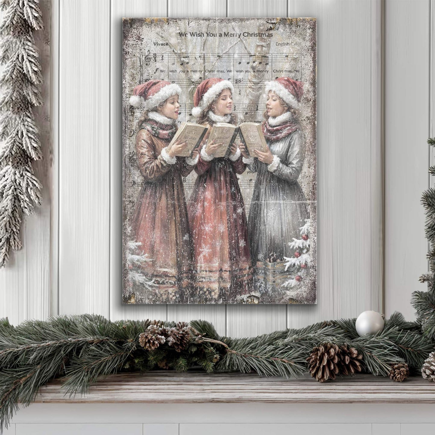 Vintage Christmas Carolers Wall Art - Tailored Canvases - Flyclothing LLC