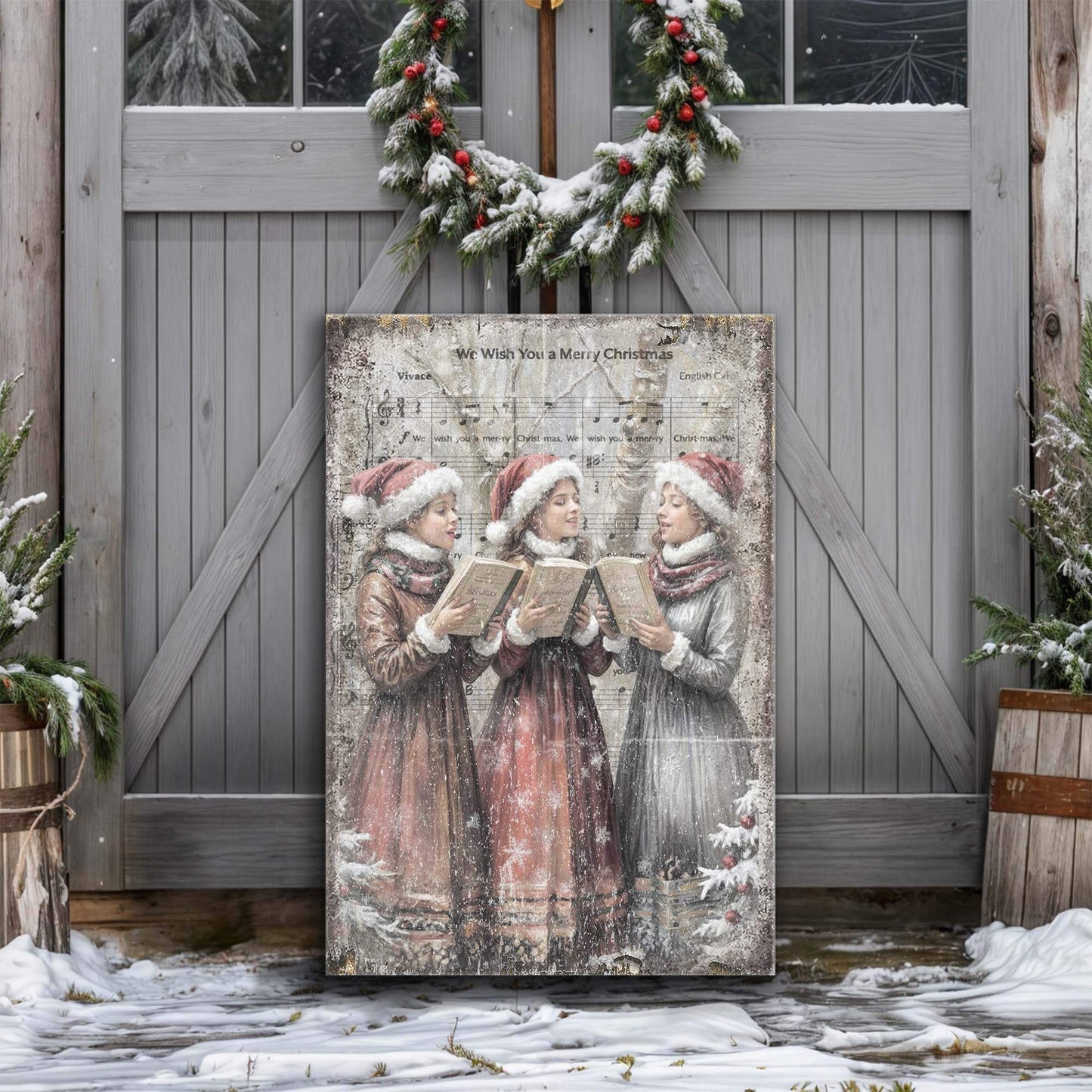 Vintage Christmas Carolers Wall Art - Tailored Canvases - Flyclothing LLC