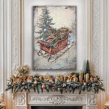 Vintage Christmas Sleigh Sled Wall Art II - Tailored Canvases - Flyclothing LLC