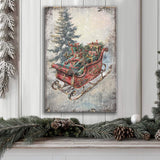 Vintage Christmas Sleigh Sled Wall Art II - Tailored Canvases - Flyclothing LLC