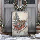 Vintage Christmas Sleigh Sled Wall Art II - Tailored Canvases - Flyclothing LLC