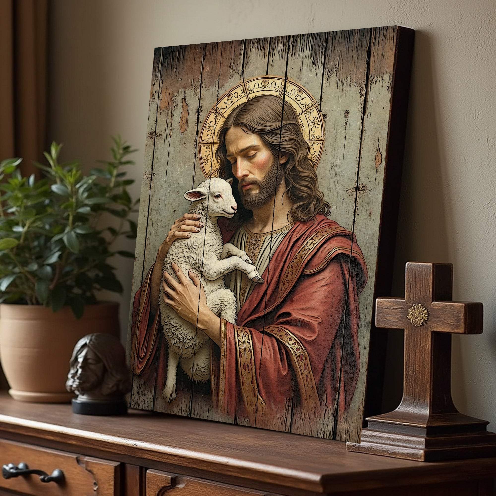 Jesus The Good Shepherd Wall Art - Tailored Canvases - Flyclothing LLC