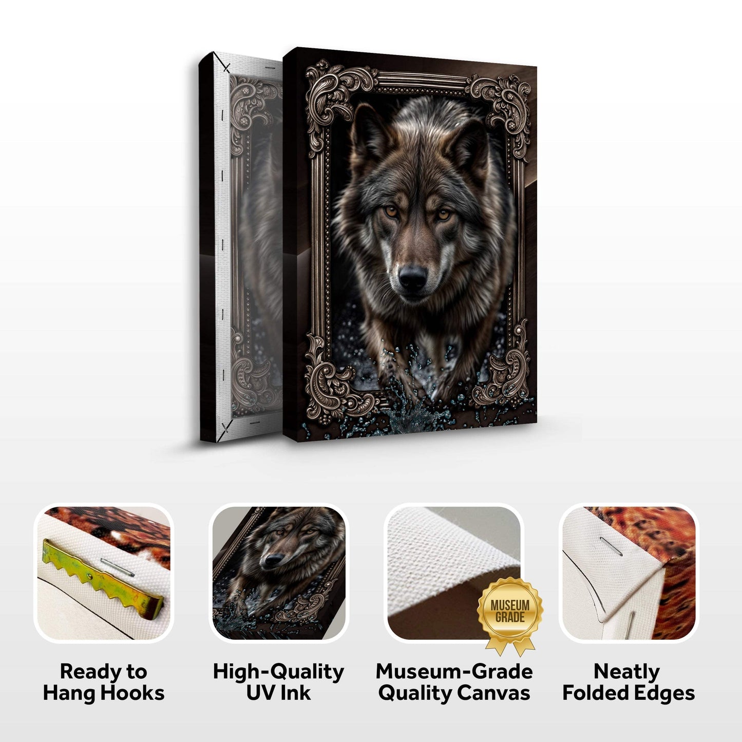 3D Wolf Wall Art II - Tailored Canvases - Flyclothing LLC