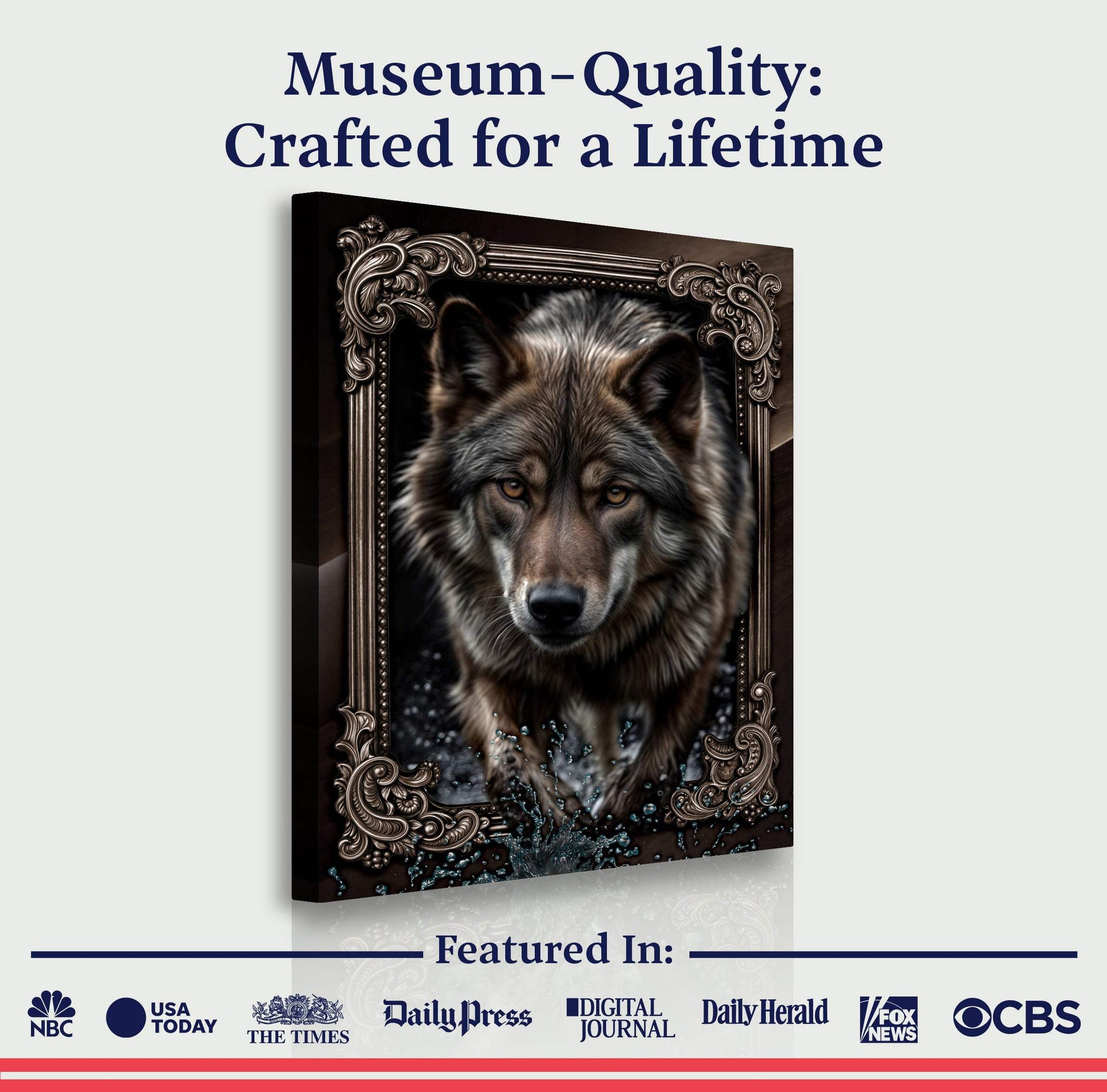 3D Wolf Wall Art II - Tailored Canvases - Flyclothing LLC