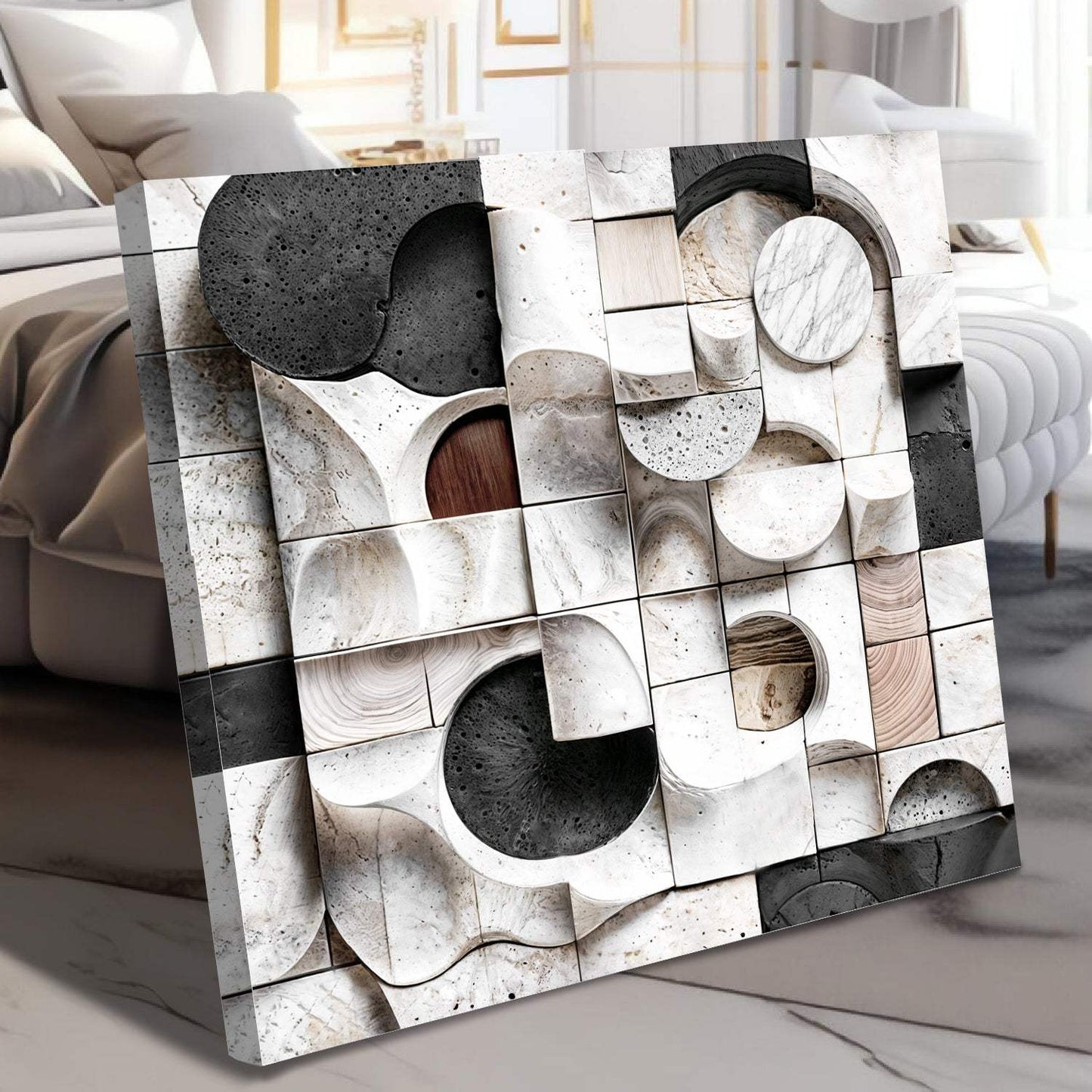 Abstract Black & White Wall Sculpture Wall Art - Tailored Canvases - Flyclothing LLC