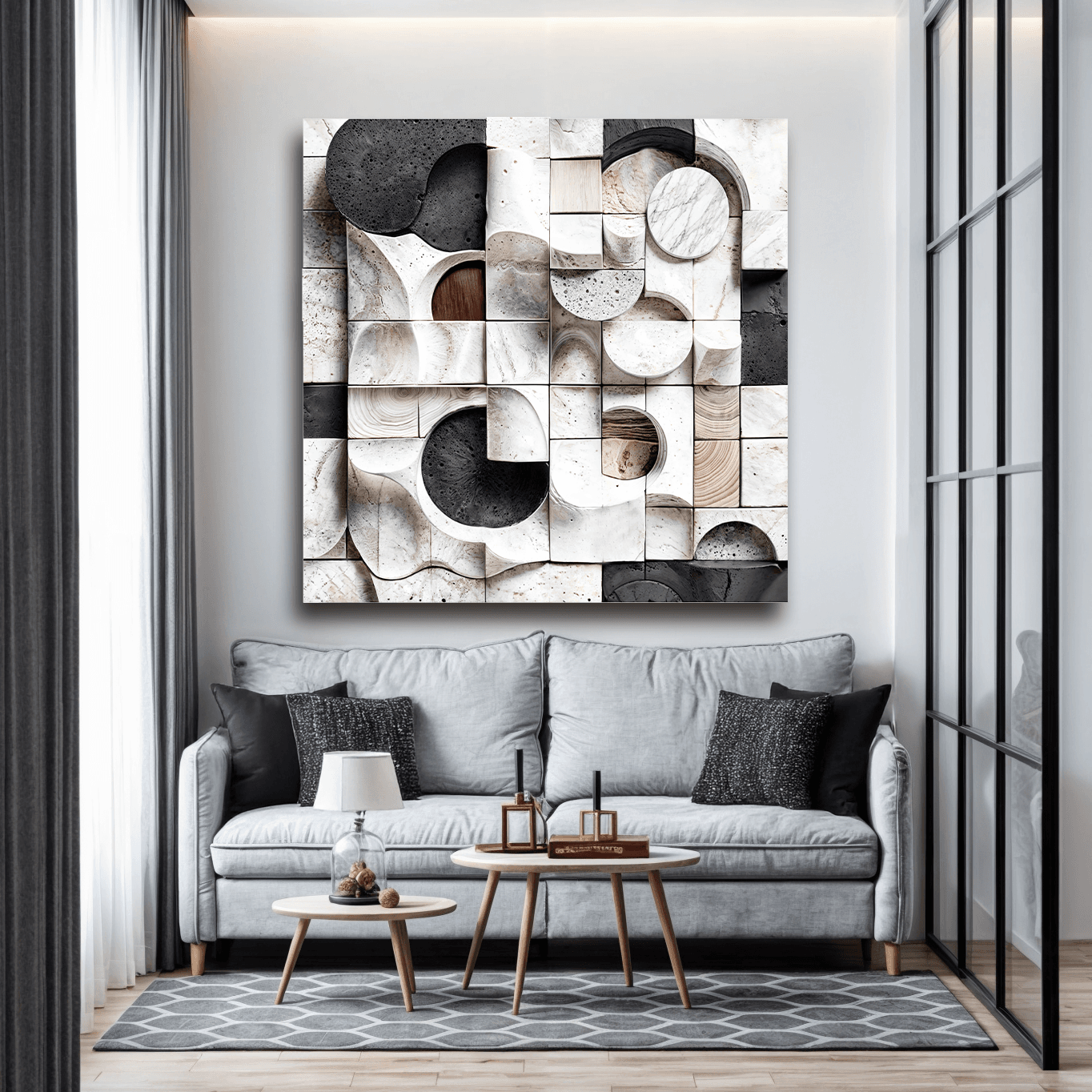 Abstract Black & White Wall Sculpture Wall Art - Tailored Canvases - Flyclothing LLC