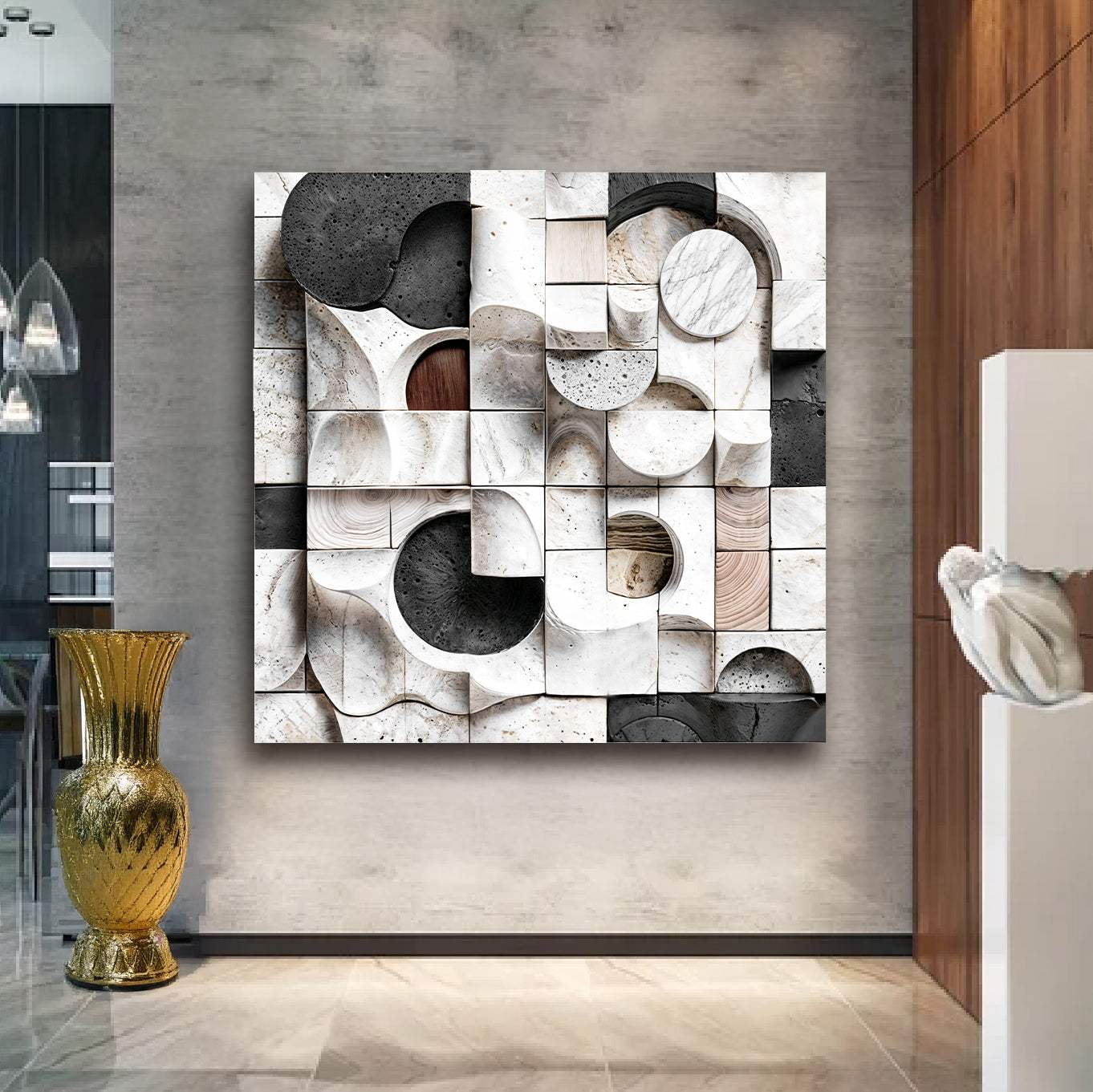 Abstract Black & White Wall Sculpture Wall Art - Tailored Canvases - Flyclothing LLC