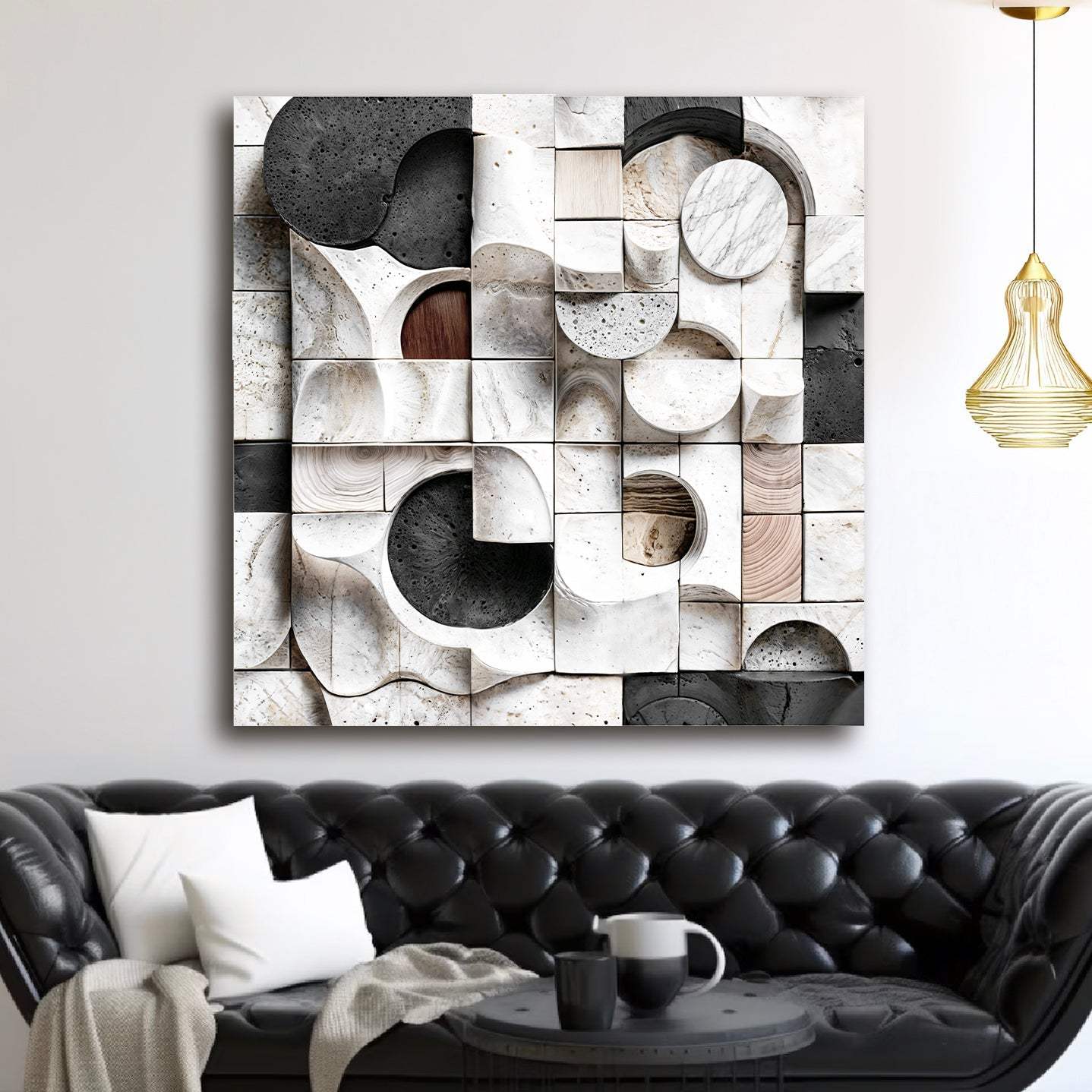 Abstract Black & White Wall Sculpture Wall Art - Tailored Canvases - Flyclothing LLC