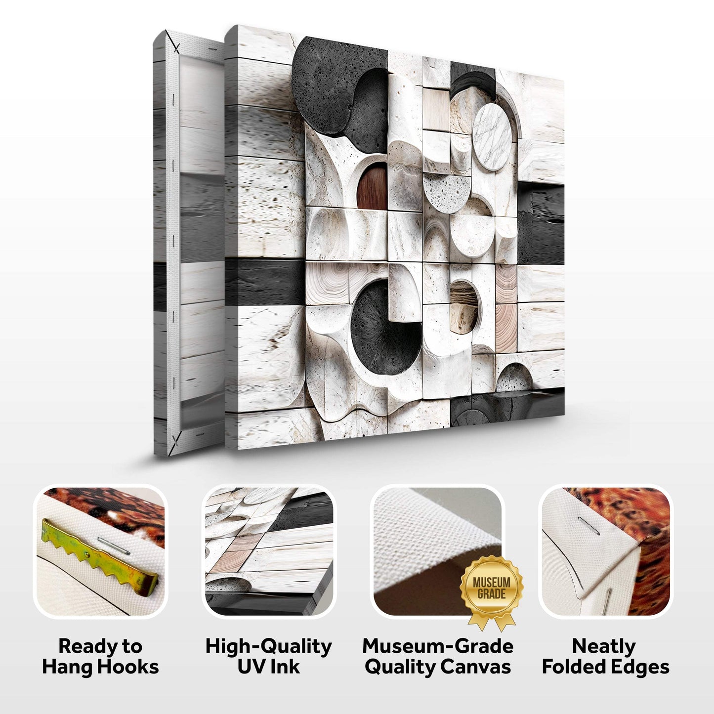Abstract Black & White Wall Sculpture Wall Art - Tailored Canvases - Flyclothing LLC