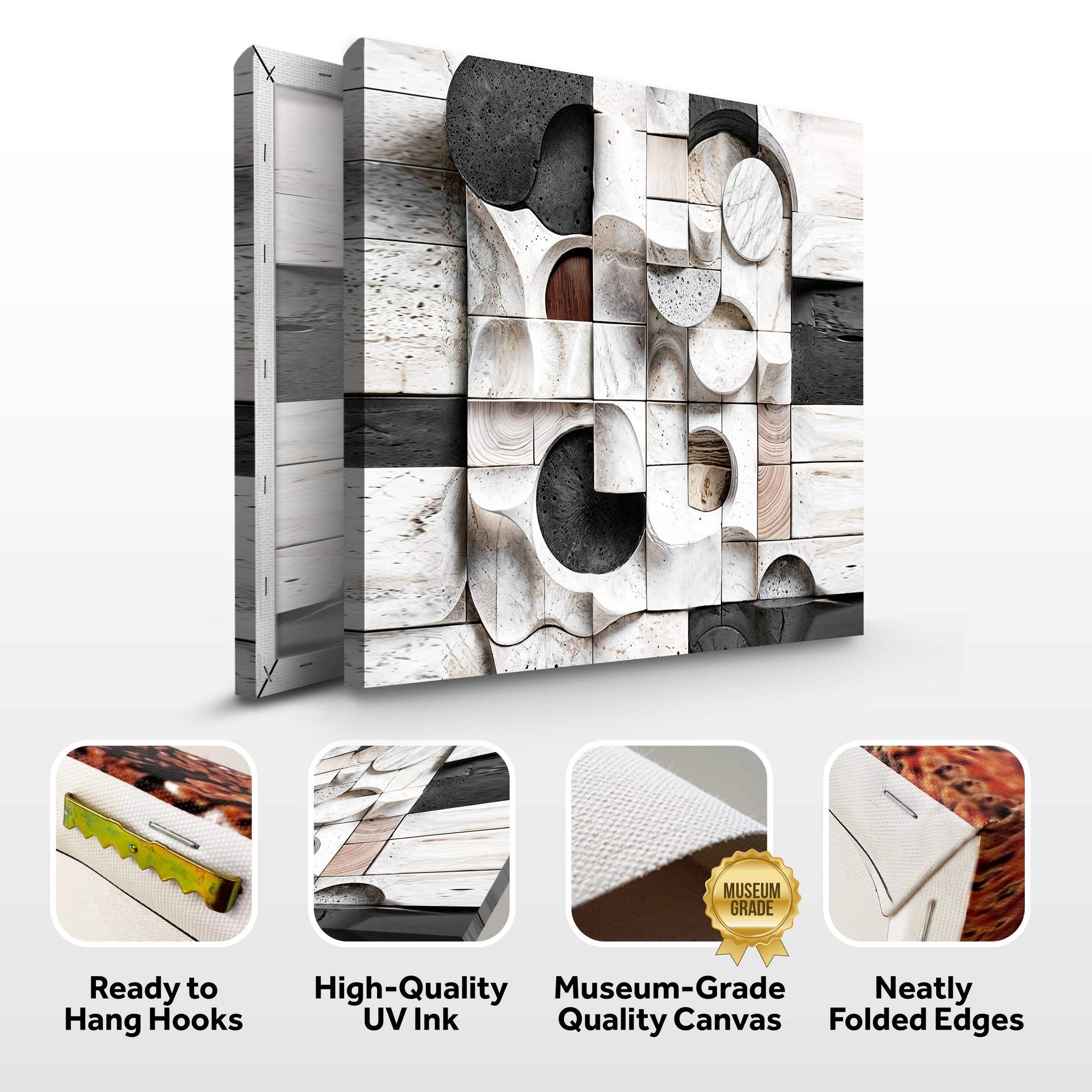 Abstract Black & White Wall Sculpture Wall Art - Tailored Canvases - Flyclothing LLC