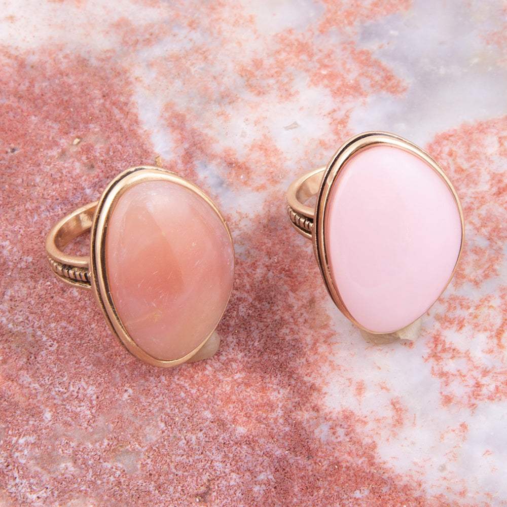 Pink Opal Golden Statement Ring - Barse Jewelry - Flyclothing LLC