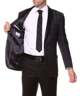 The Astor Black Plaid Slim Shawl Tuxedo Blazer