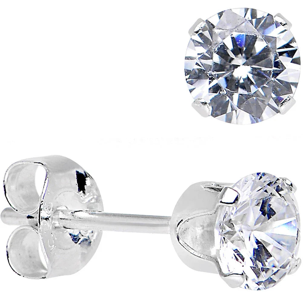 925 Sterling Silver CZ Stud Earrings - BodyCandy - Flyclothing LLC
