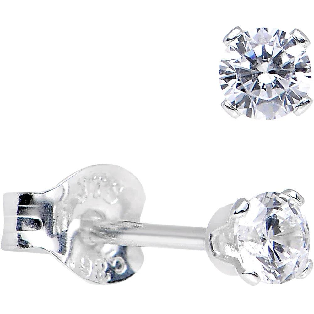 925 Sterling Silver CZ Stud Earrings - BodyCandy - Flyclothing LLC