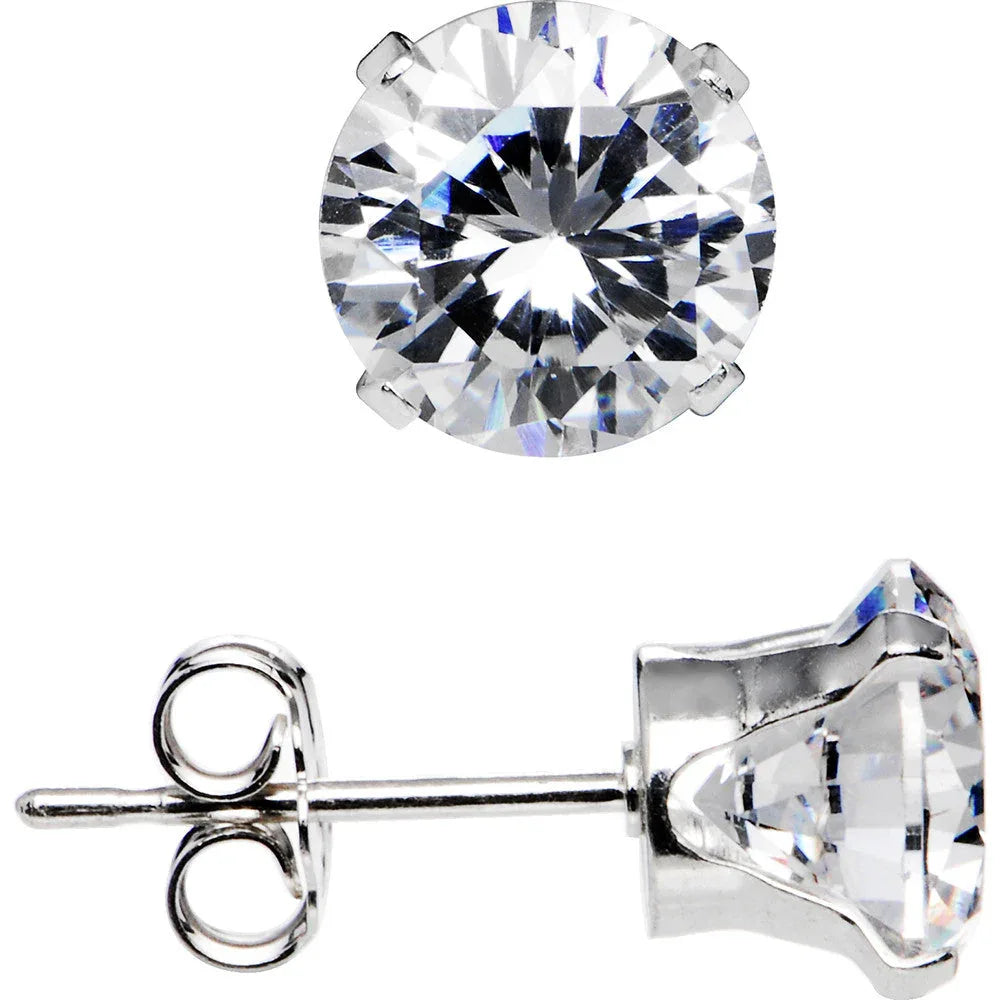 925 Sterling Silver CZ Stud Earrings - BodyCandy - Flyclothing LLC
