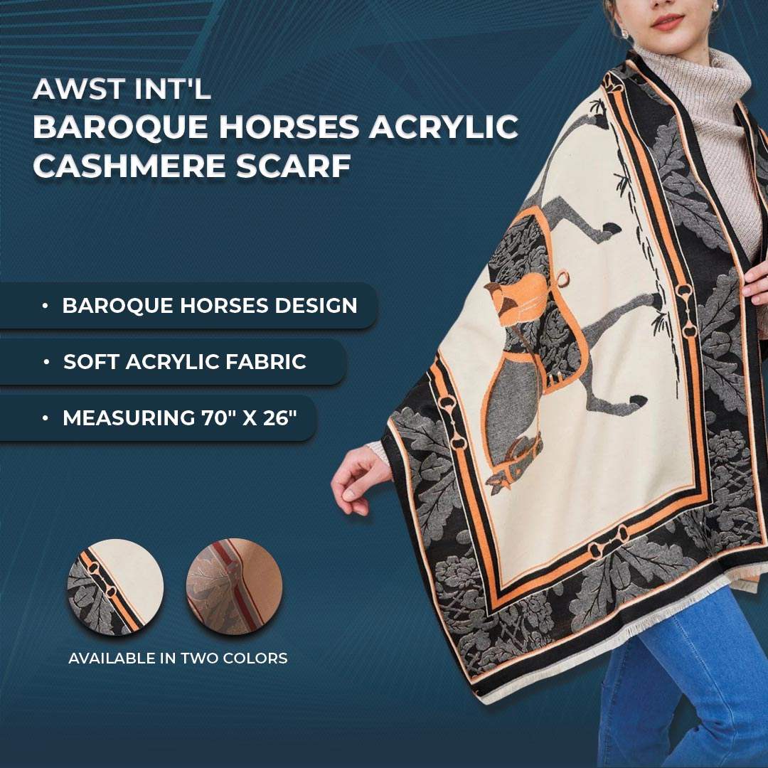 AWST Int'l Baroque Horses Acrylic Cashmere Scarf - Breeches.com - Flyclothing LLC